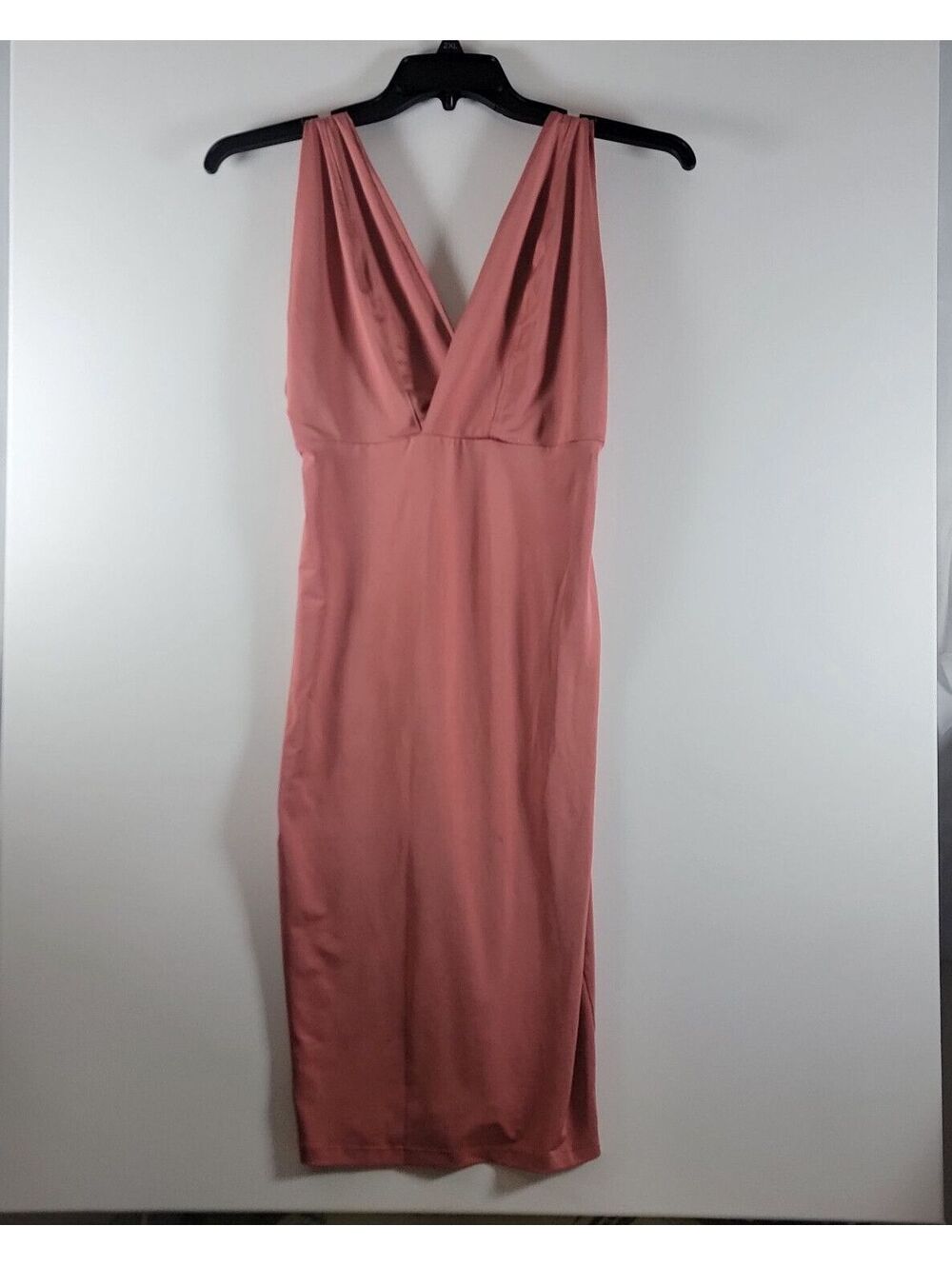 Kimcine Curve pink sleeveless plunge V-neck bodycon midi dress Size Large